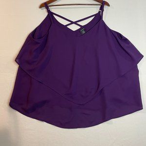 Torrid Georgette Layered Criss Cross Back Burgundy Cami Size 2  2X (18/20)